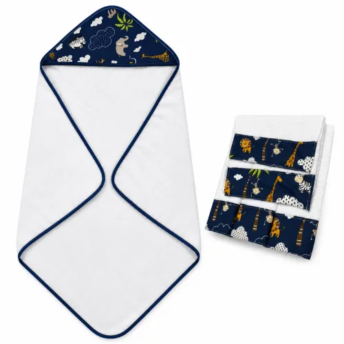 toalha de banho com capuz + kit com 5 fraldas de boca.