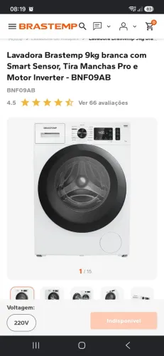 Lavadora Brastemp Smart 9k. 220v