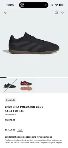 Chuteira salão adidas predator