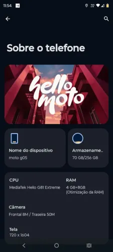 Moto g05 zerado