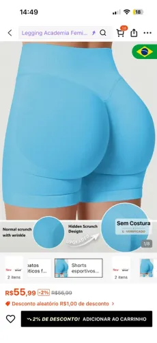 Short shein alta compressão 