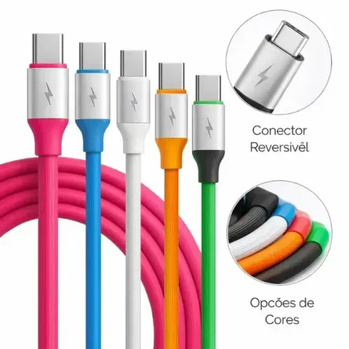 Cabo de Carga Rápida USB Tipo C / Type-C Emborrachado Reforçado