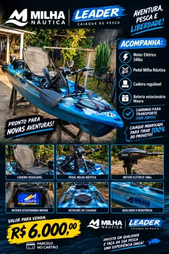 Caiaque para pesca com pedal e motor