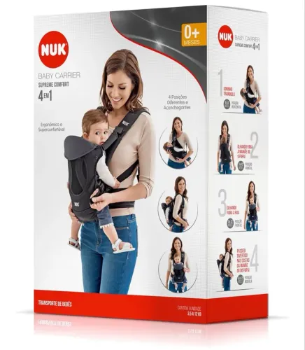 Canguru - Canguru- semi novo - NUK Baby Carrier Supreme Comfort 4 Em 1 - Preto