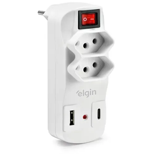 Filtro de Linha 2 Tomadas com USB Tipo A/C 10 Amperes - Elgin