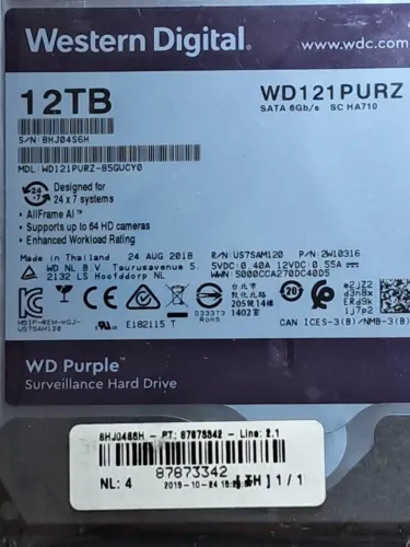 HDD 12Tb Western Digital Purple WD121PURZ