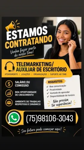 Vaga de emprego em Feira de Santana!