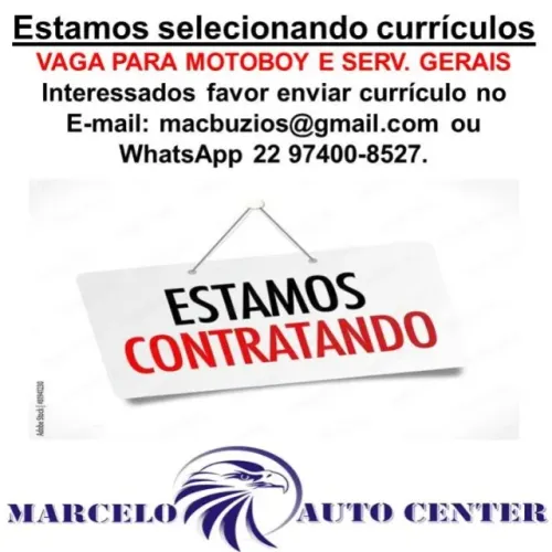 Estamos selecionando currículos para motoboy e serviços gerais.