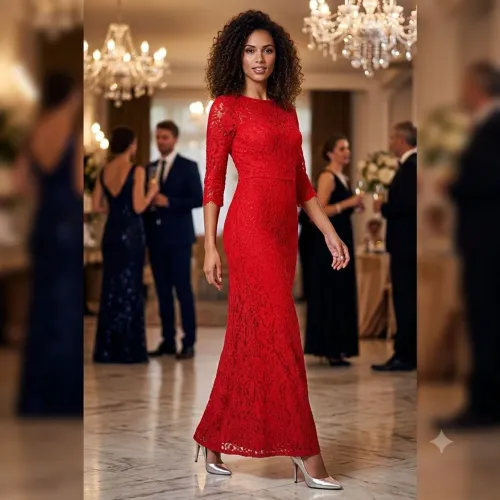 Vestido de renda Vermelha