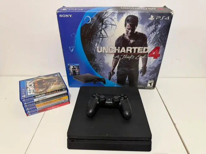 ? PS4 Slim 500GB + Caixa Original + Controle Original + 6 Jogos | Ótima Oportunidade!
