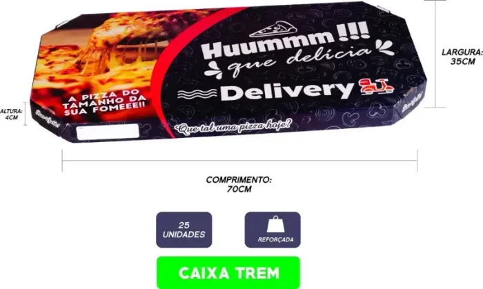 Caixa Para Pizza Trem Offset Reforçada C/ 25 Unidades