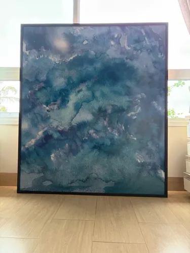 QUADRO DECORATIVO GRANDE - AZUL E VERDE-PETRÓLEO | DESIGN CONTEMPORÂNEO