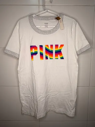 camiseta pink victoria's secret branca pp