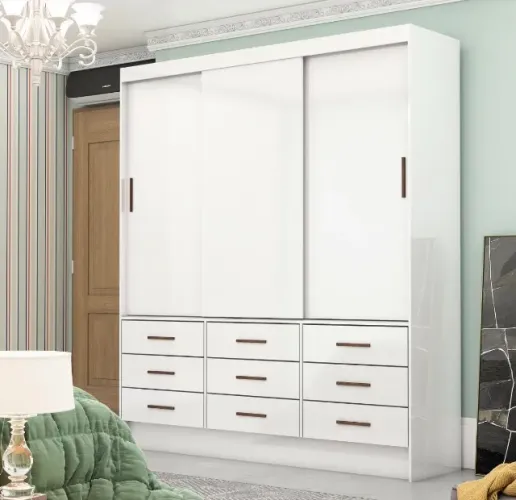 Guarda-Roupa Milão 3 Portas Deslizantes Branco