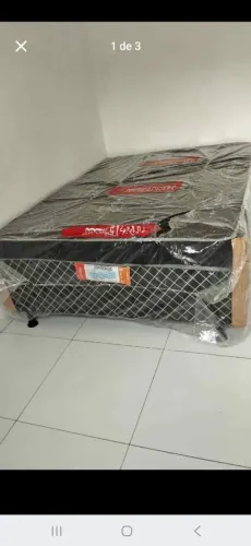CAMA BOX CASAL ESPUMA DUPLA COM TRAVESSEIROS 