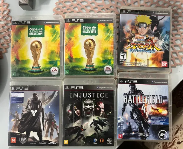 6 Jogos PS3 Originais FIFA 14 Battlefield 4 Destiny Injustice Naruto Generations