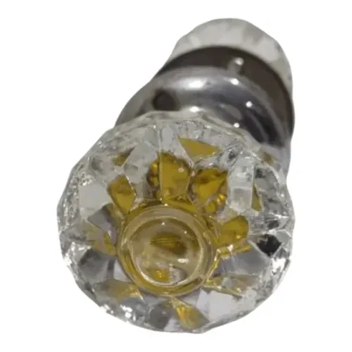 Maçaneta Antiga Vidro Fundo Flor Amarela Demolição Linda