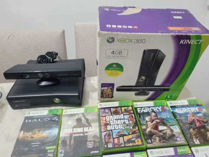 X BOX 360 + KINECT + 14 Jogos originais + 2 controles