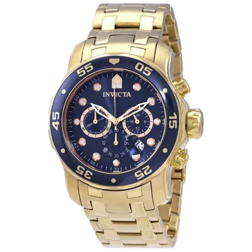 Relógio Invicta Pro Diver Cronógrafo Mostrador Azul Banhado a Ouro 18k Masculino 0073