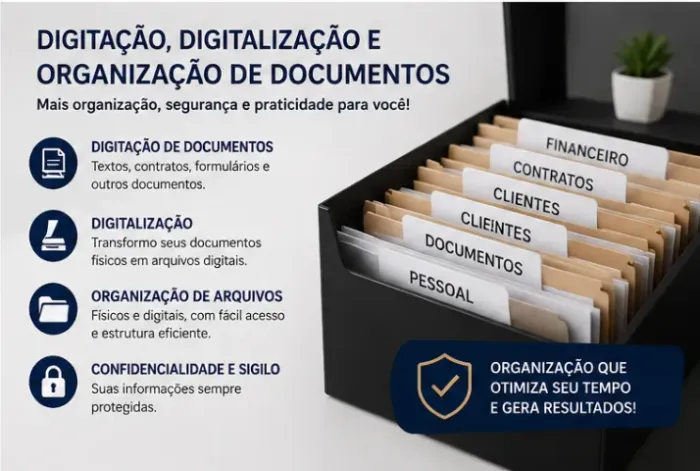 Digitação, Digitalização e Organização de Documentos