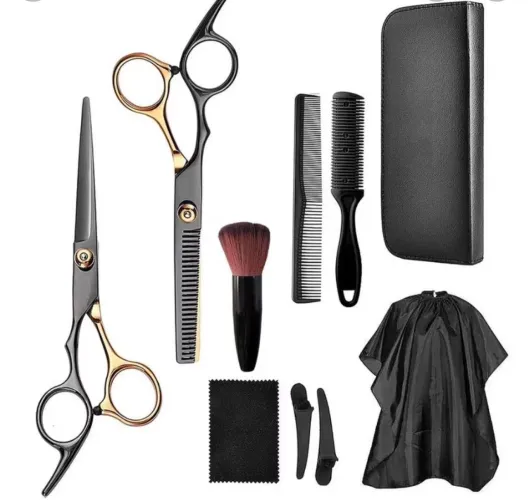Kit Barbeiro: Capa de Corte, Tesouras, Estojo