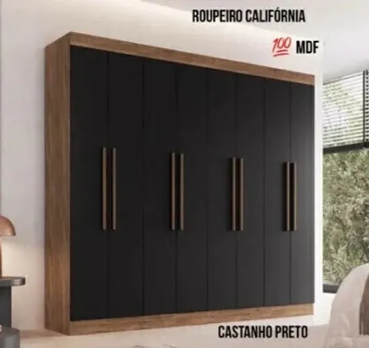 Roupeiro de Casal 100% MDF Safira 2.22m Largura - Entrega e Monta na Hora