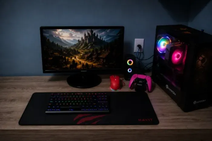 PC GAMER COM PERIFÉRICOS E MONITOR