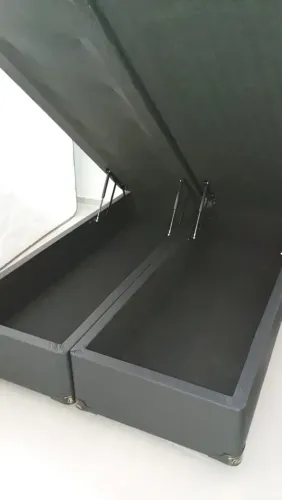 Cama Box Baú Bipartido Casal Blindada 4 Pistões 138x188 Corino ou Suede