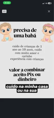 Trabalho como babá!
