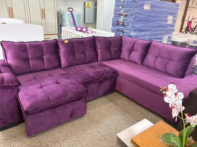Sofá Novo Retrátil Roxo