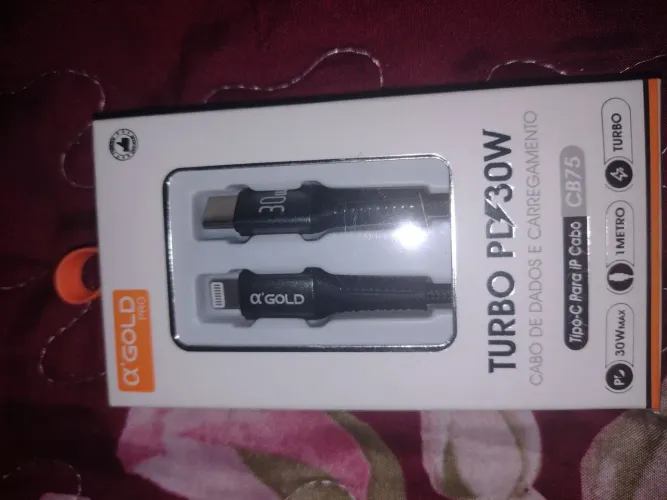 Cabo A'Gold Pro CB75 USB-C Para Lightning iPhone 30W Turbo 1M