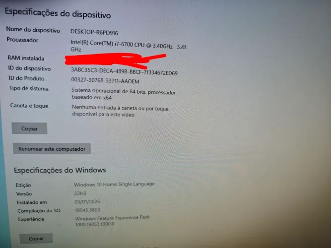 Placa mãe Hp com i7 6700