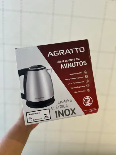 Chaleira Elétrica Inox Agratto 1,8l Aquecimento Rápido - Preto Inox