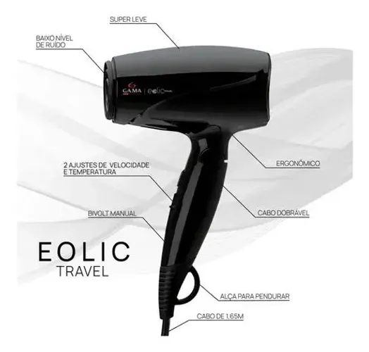 secador de cabelo Gama italy bivolt portátil com 1600 w de potência 
