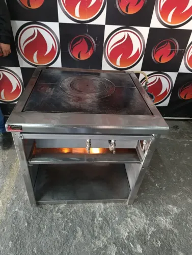 Fogão industrial todo no aço inox 1 boca com queimador duplo gás natural