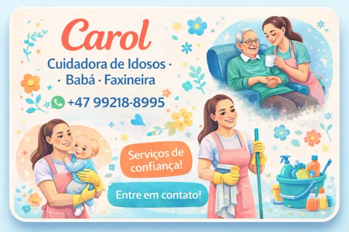 Cuidadora de Idosos | Babá | Faxineira de Confiança