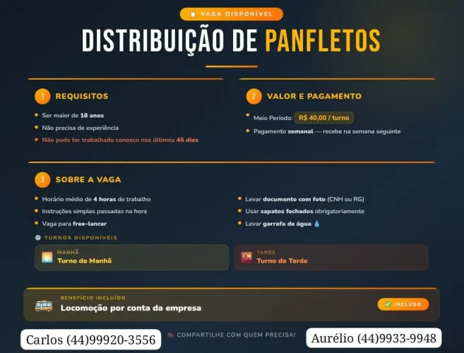 Freelancer distribuição de panfletos 