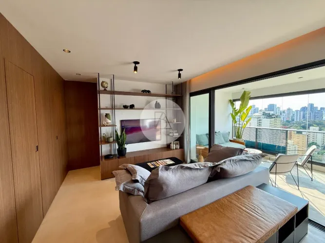 Apartamento mobiliado de 73 m² com varanda e vista livre em Pinheiros