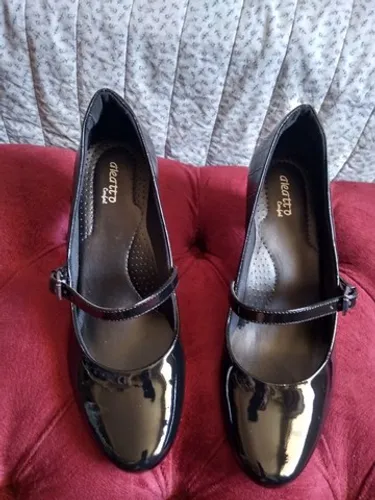 sapato preto verniz Alleato novo estilo boneca solado emborrachado