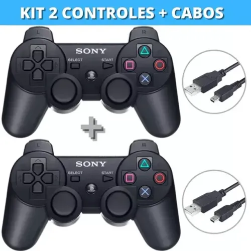Kit 2 controles sem fio + 2 cabos