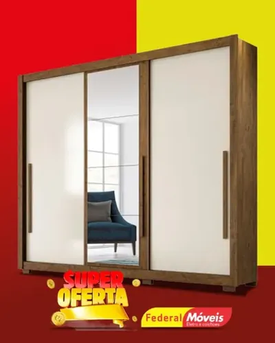 Guarda Roupa Casal 3 Porta de Correr com Espelho Direto da Fabrica Fazemos Entrega