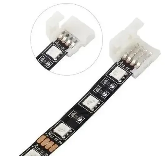Emenda Fita Led 10mm 4 Vias Rgb 5050 3528 Plug Conector 5 Unidades  Arduino COD-CP671 
