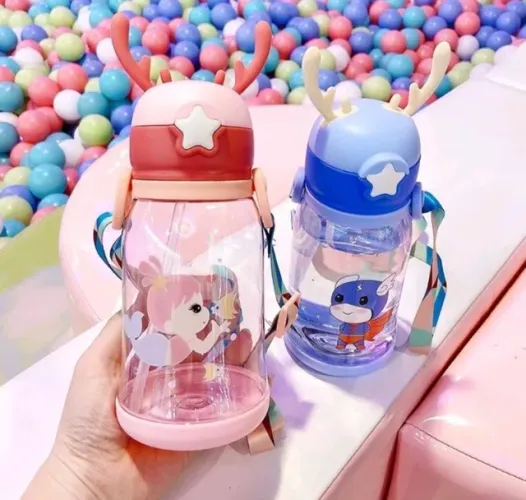 Garrafa De Alce Água Infantil Criança Portátil Com Desenho Multicolorido