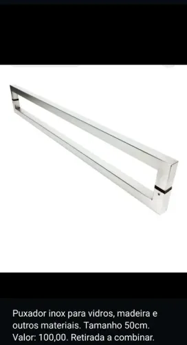Puxador Inox 50cm para Vidros, Madeira e Outros