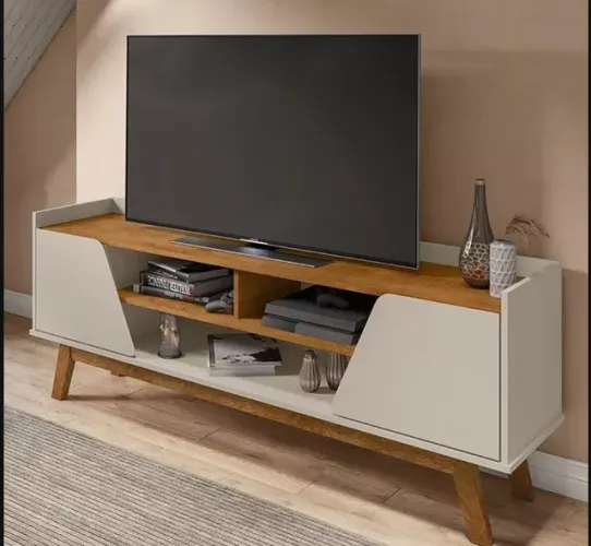 Rack estilo Retrô para sala até 65 polegadas