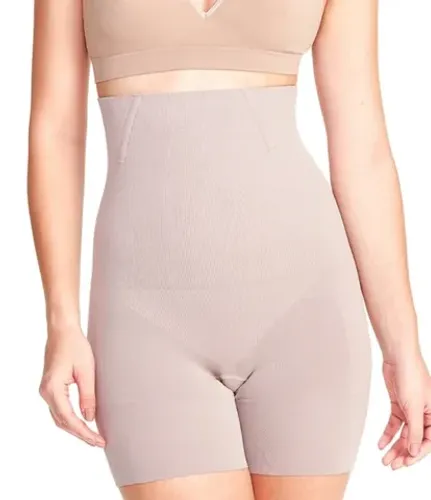 (TAM: GG) Cinta Plié Alta Compressão Modeladora Redutora Cintura Alta Bege Nude Pele