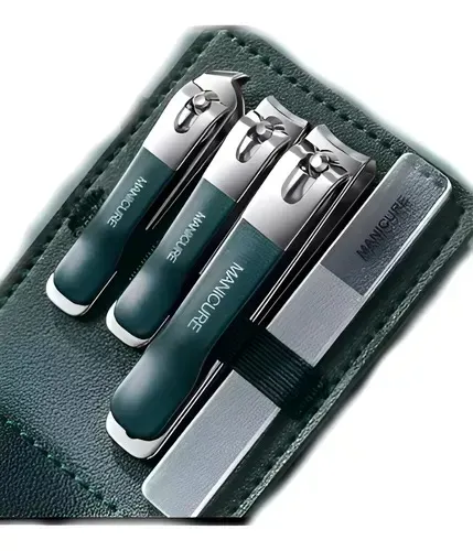 Cortador De Unhas Kit Inox Em Case De Couro