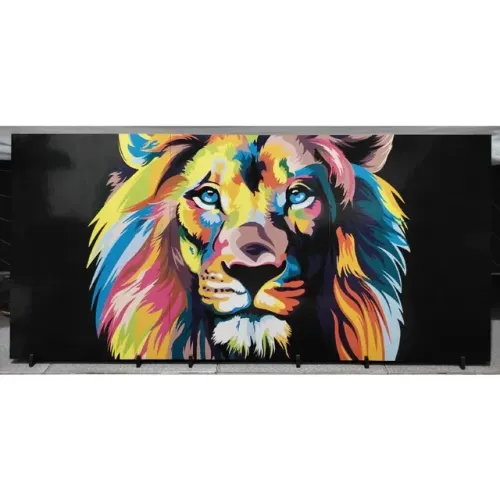 Quadro Mosaico Leão 3 peças 87x41cm em MDF
