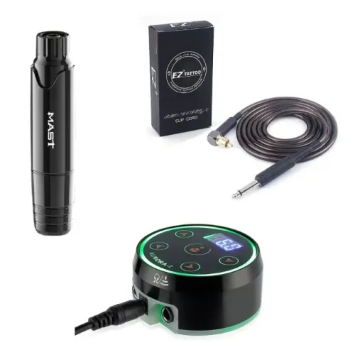 Kit Tatuagem Tattoo DragonHawk Mast P10 Pen + Fonte Aurora 2 + Cabo Rca Ez