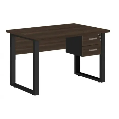 Mesa Escritório Pé Quadro 1,20×0,60m com Gavetas Marsala/Preto Funcional Modelo 25471